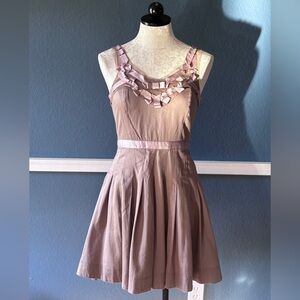 LC Lauren Conrad Mauve Sleeveless Fit & Flare Dress with Ribbon Detail